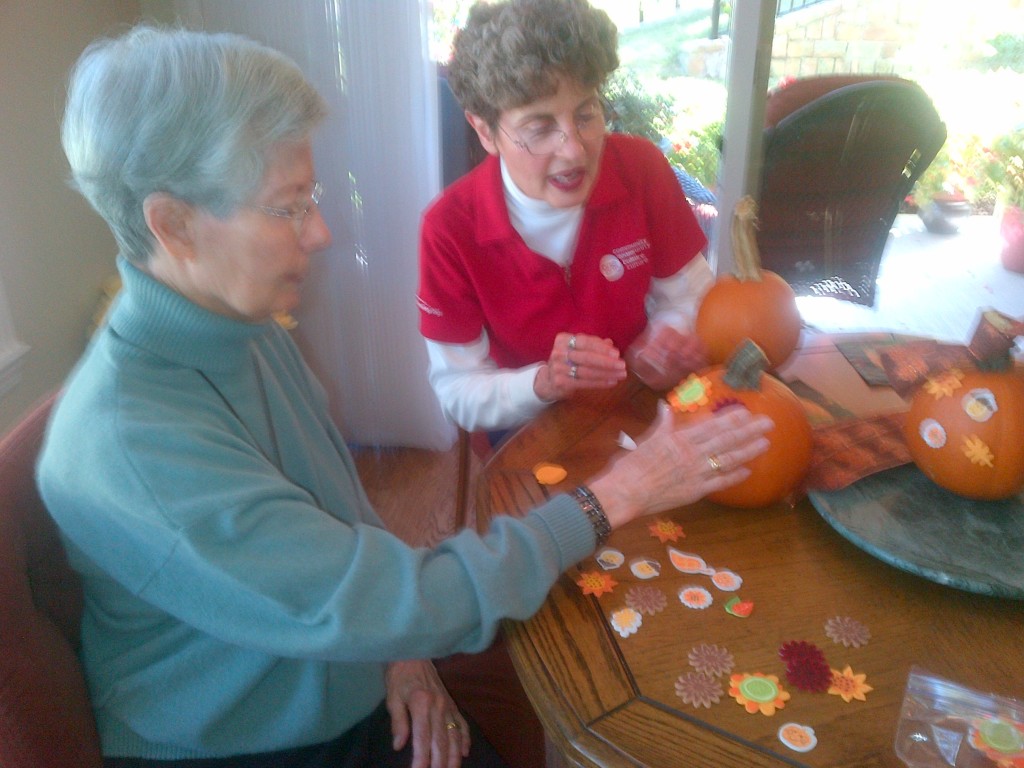 Fall decorating pumpkins