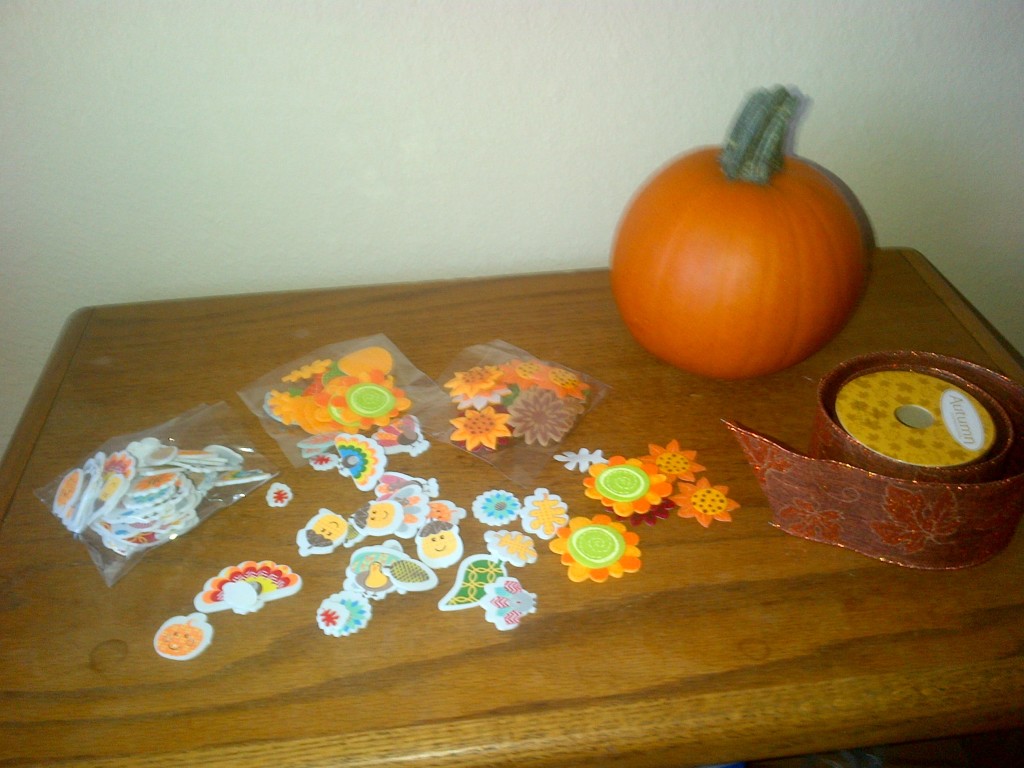 The  correct number of fall stickers were placed in a baggie for each pumpkin  prior to the visit.