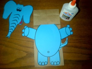 Elephant Puppet Gluing Body