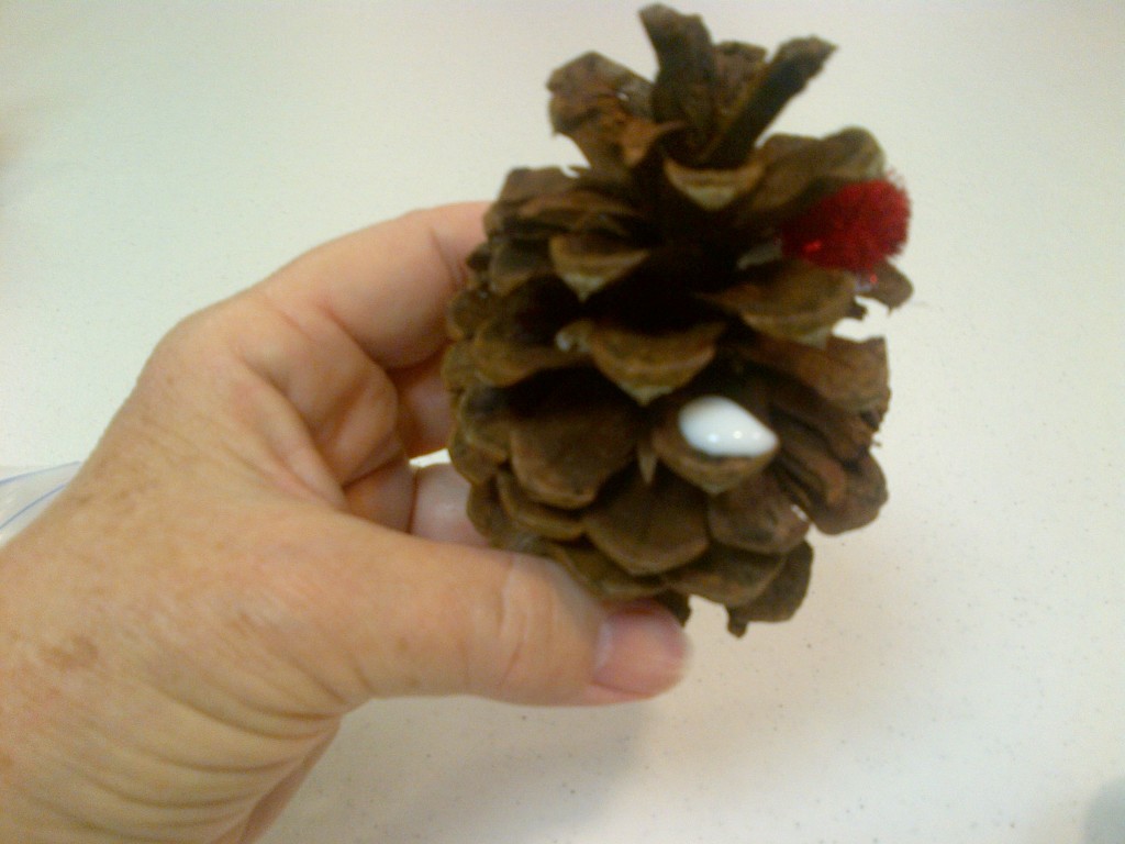 Pine cone with drop of glue