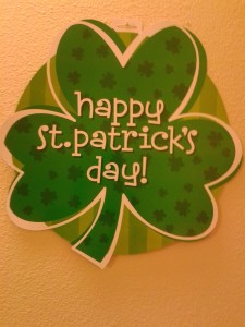 St P shamrock on door