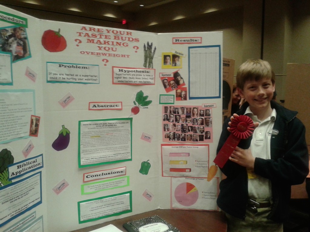 science fair with ribbon