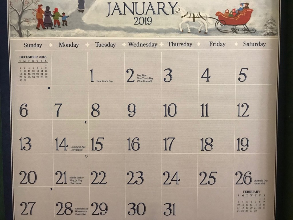 January calendar